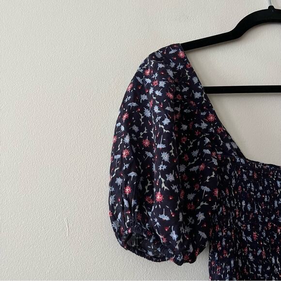 UO Carnation Floral Smocked Puff Sleeve Mini Dress - Picture 5 of 8